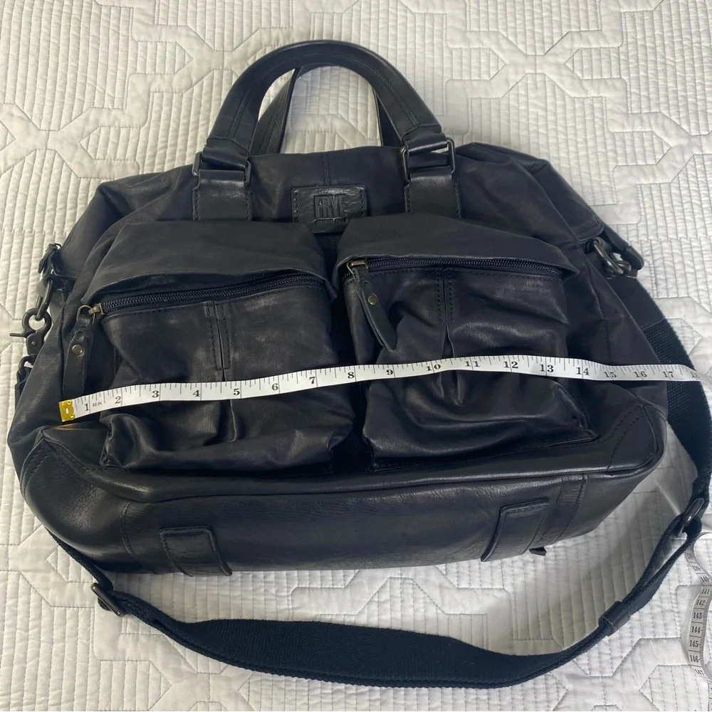 Frye Black Canvas And Leather Crossbody Travel Overnight Scout Bag